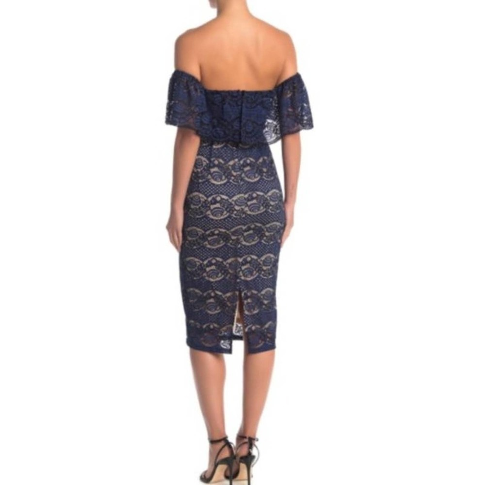 A. Calin Off Shoulder Flutter Lace Midi Dress - Picture 4 of 7